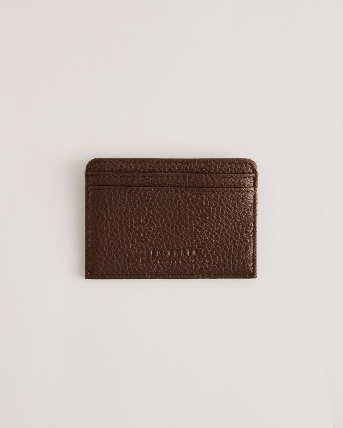 Porte-Carte Ted Baker Debossed Textured Leather Marron Chocolat Homme | FQK-41569988